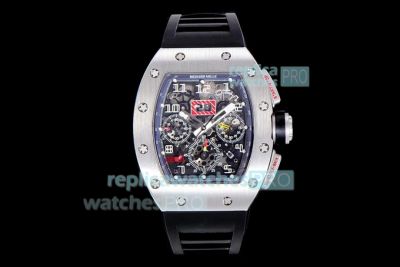 KV Factory Richard Mille RM011 Automatic Flyback Chronograph Watch Black Rubber Strap